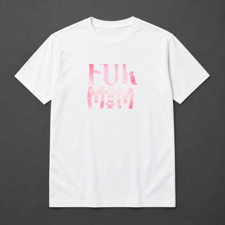 Prévia de Camiseta Fur Mom em camiseta branca