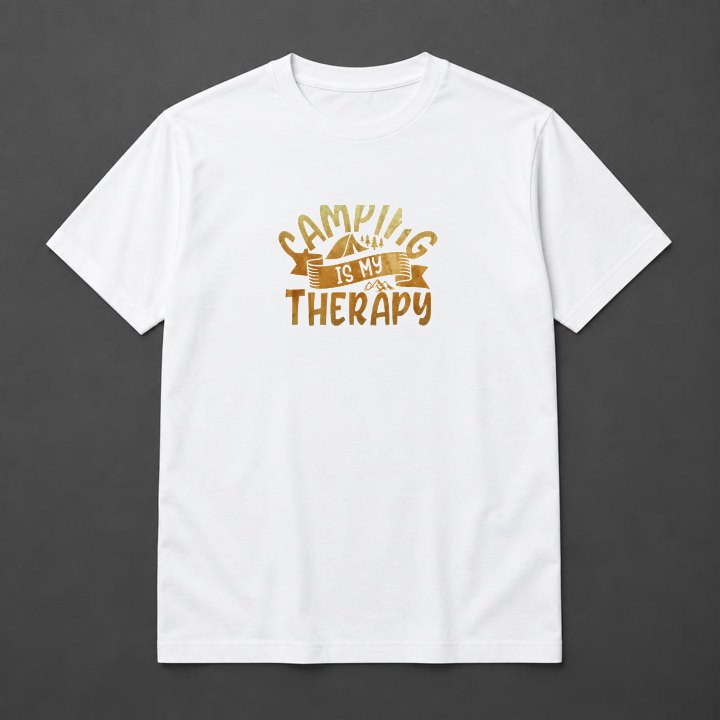 Prévia de Camiseta Camping is my Therapy em camiseta branca