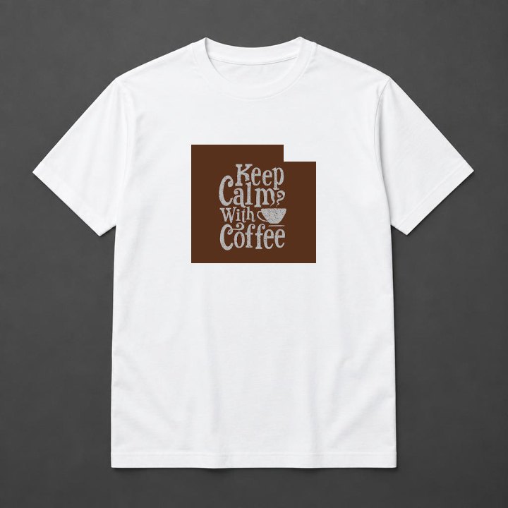 Prévia de Camiseta Keep Calm with Coffee em camiseta branca