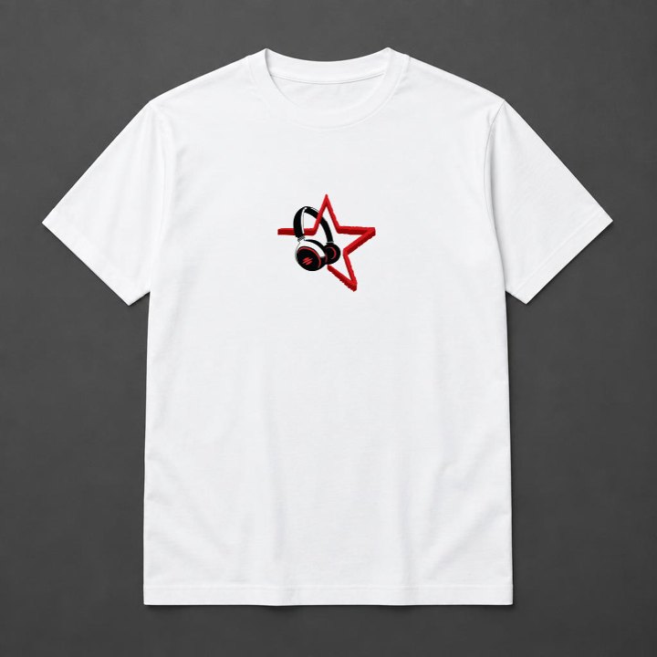 Prévia de Camiseta Headphones Star em camiseta branca